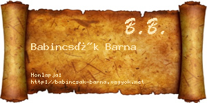 Babincsák Barna névjegykártya